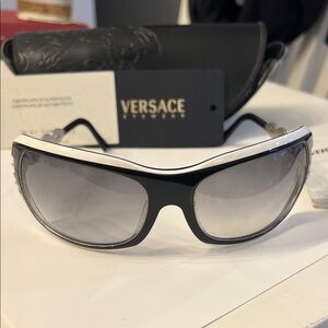 Vintage Versace Black and White Designer Sunglasses